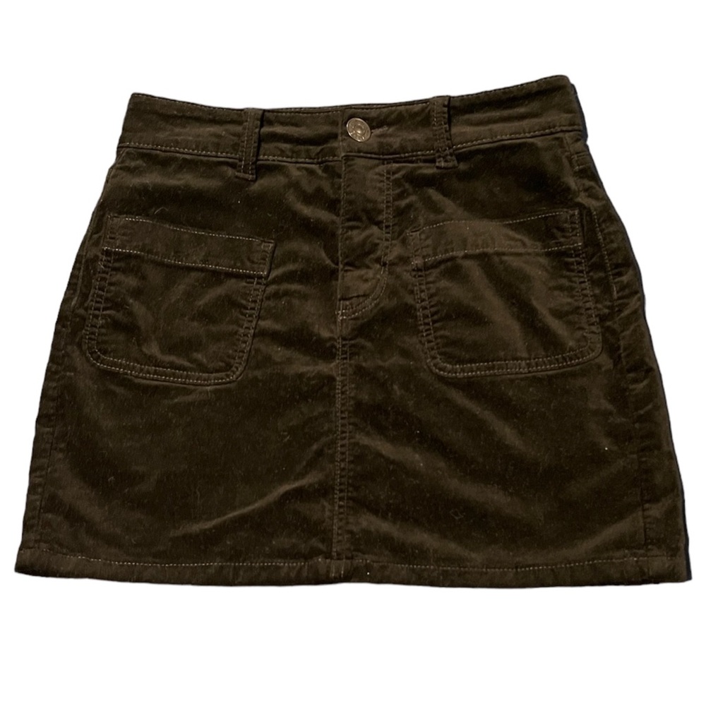 American Eagle Black Velvet Stretch Mini Skirt Size 00